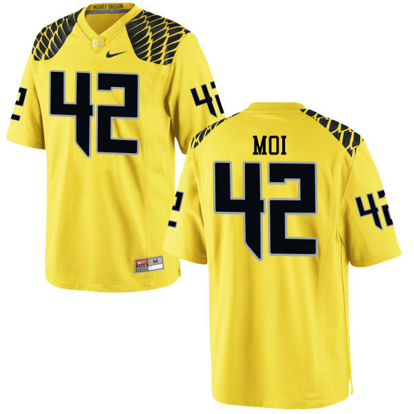 Men #42 Jonah Moi Oregon Ducks College Football Jerseys-Yellow - Click Image to Close